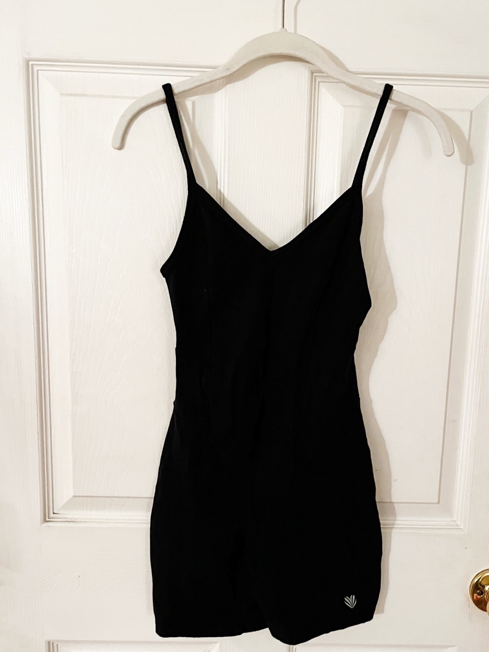 Black Women's Athletic Romper with Spaghetti Straps